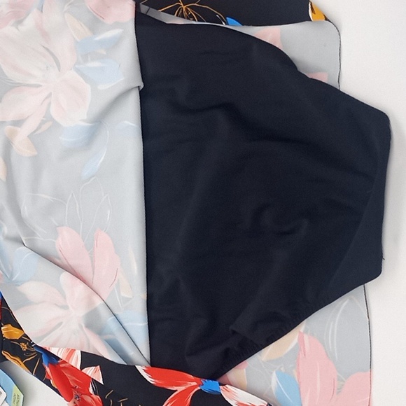 Swim Solutions Floral Park Tummy Control One-Piece‎ Swimdress Black 14 - Picture 10 of 14